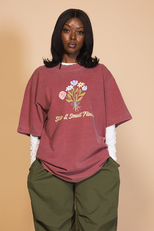 Stop & smell flowers t-shirt